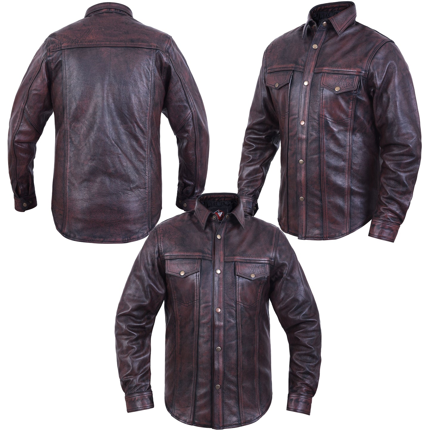 ZAWIAR Premium Leather Button-Down Shirt for Men - Full Sleeve Style for a Polished Look