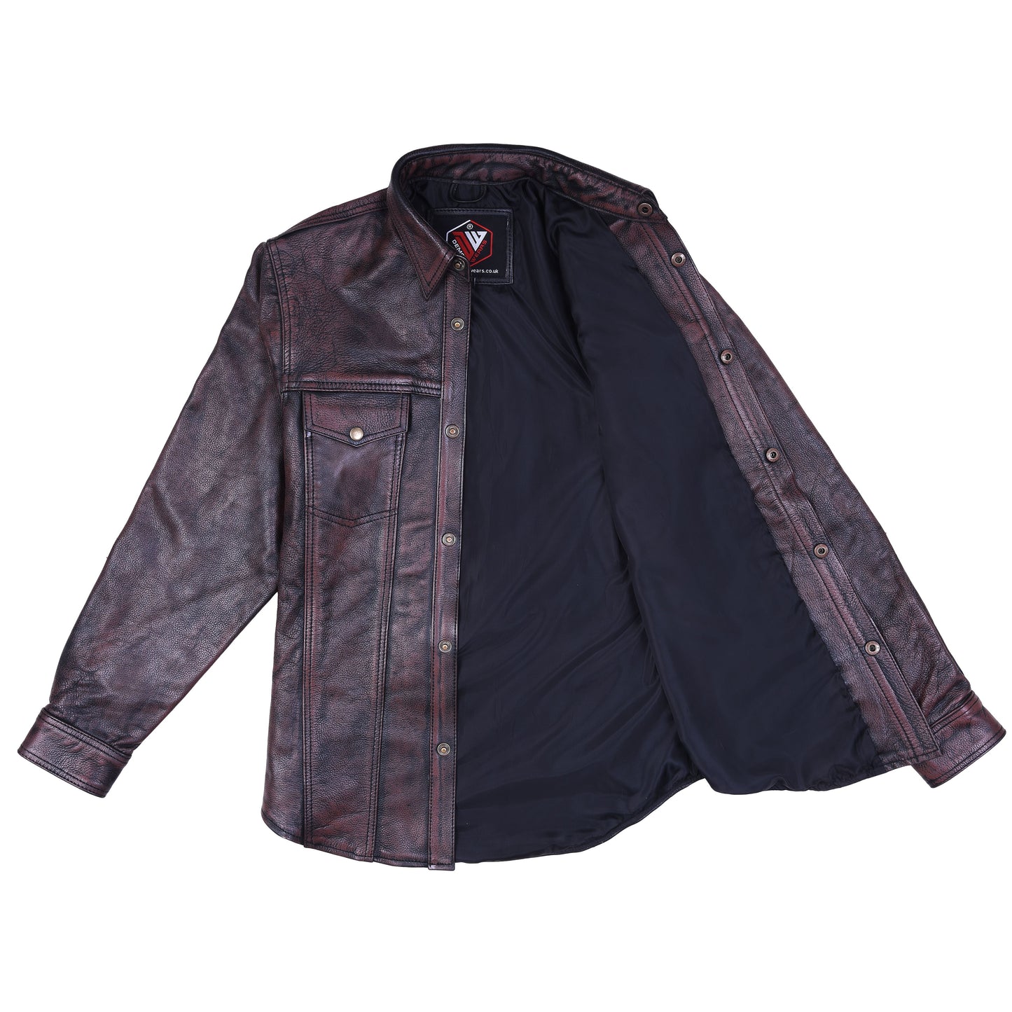 ZAWIAR Premium Leather Button-Down Shirt for Men - Full Sleeve Style for a Polished Look