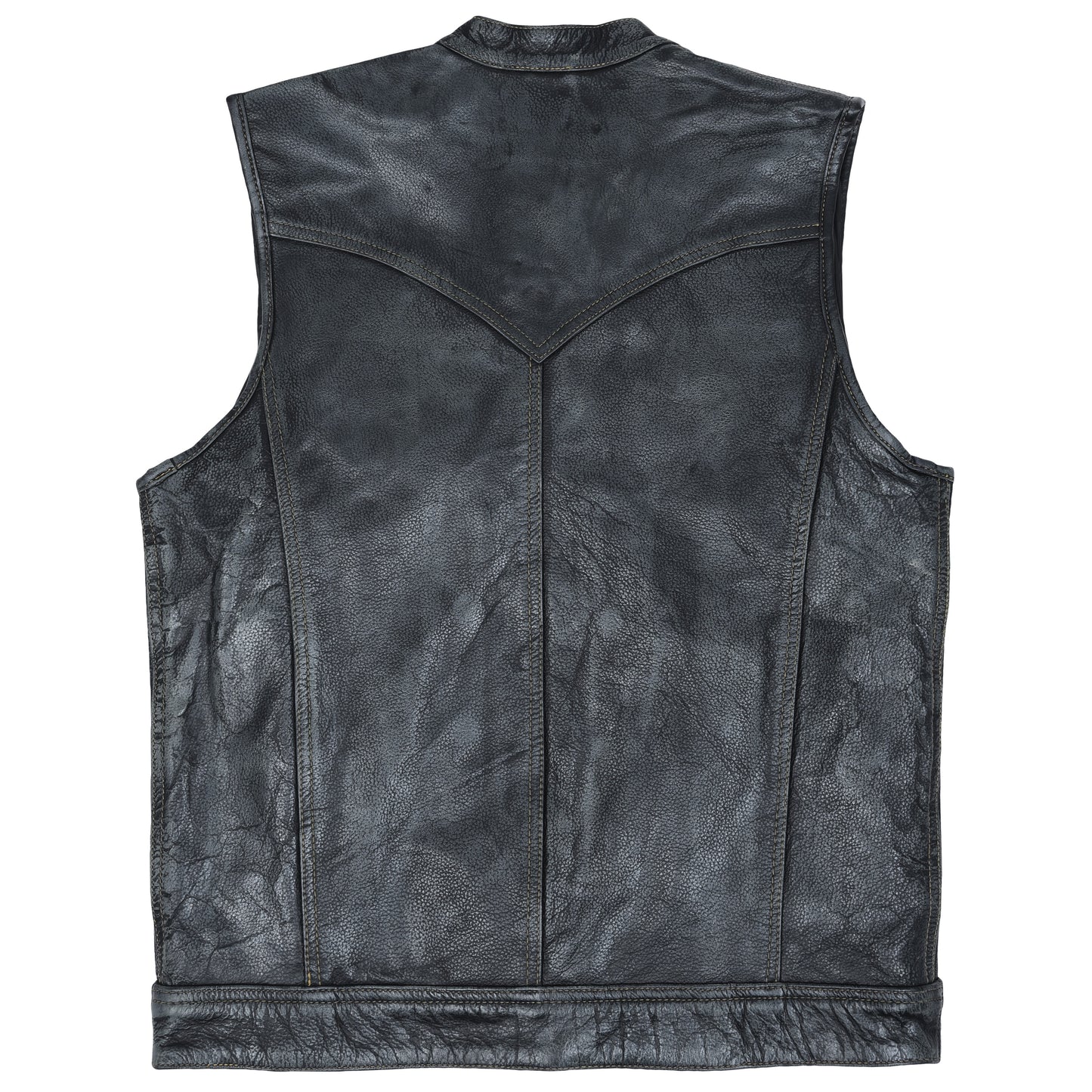 ZAWIAR Men's Grey Distressed Club Style Classic Motorcycle Waistcoat Vest for Bikers